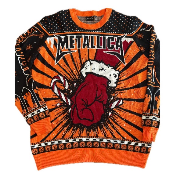 Metallica Heavy Metal Some Kind of Santa Ugly Christmas Sweater Size L NWOT - Picture 1 of 4